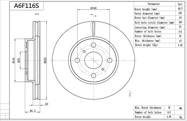 Aisin A6F116S - Kočioni disk www.molydon.hr