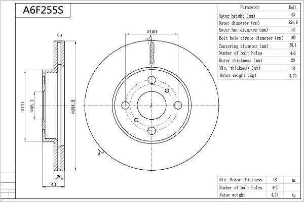 Aisin A6F255S - Kočioni disk www.molydon.hr