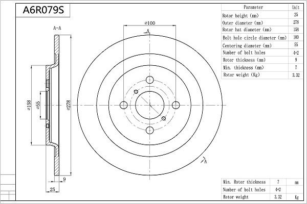 Aisin A6R079S - Kočioni disk www.molydon.hr