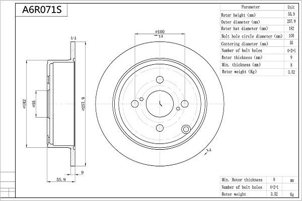 Aisin A6R071S - Kočioni disk www.molydon.hr