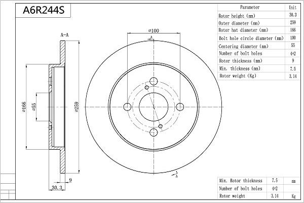 Aisin A6R244S - Kočioni disk www.molydon.hr