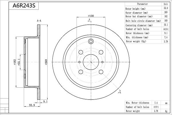 Aisin A6R243S - Kočioni disk www.molydon.hr