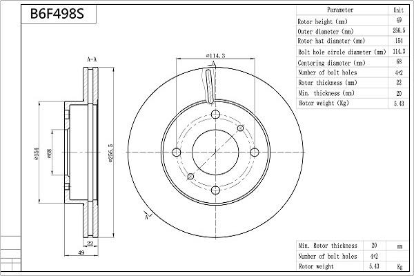 Aisin B6F498S - Kočioni disk www.molydon.hr