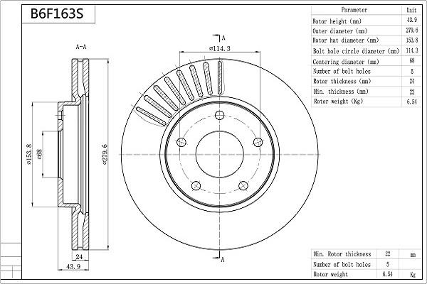 Aisin B6F163S - Kočioni disk www.molydon.hr