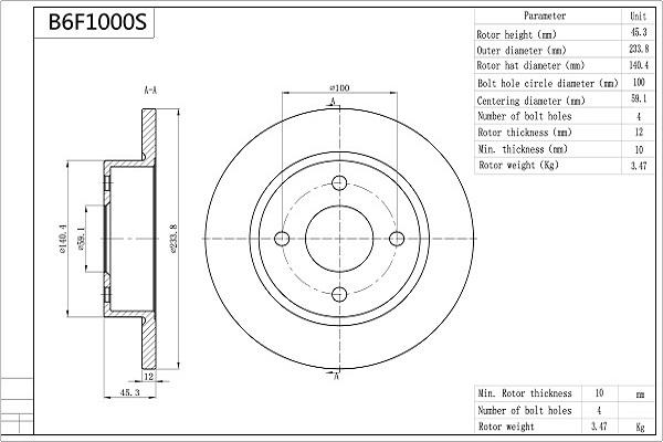 Aisin B6F1000S - Kočioni disk www.molydon.hr