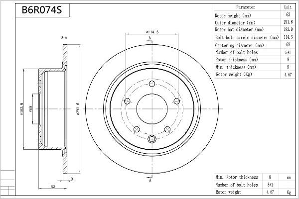 Aisin B6R074S - Kočioni disk www.molydon.hr