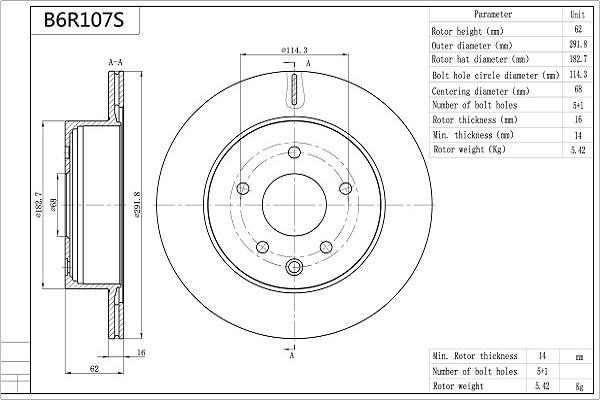 AISIN B6R107S - Kočioni disk www.molydon.hr