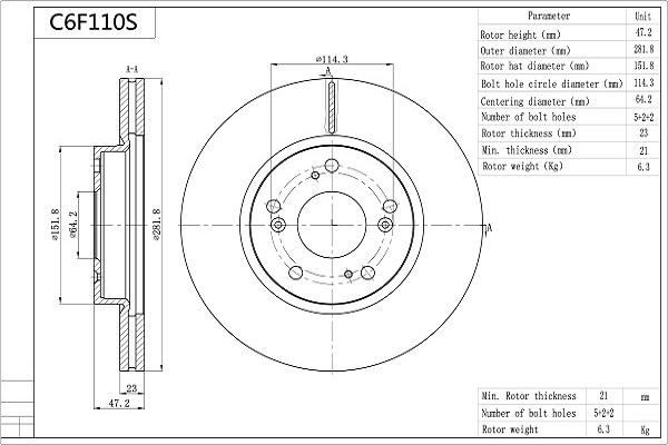 Aisin C6F110S - Kočioni disk www.molydon.hr