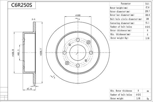 Aisin C6R250S - Kočioni disk www.molydon.hr