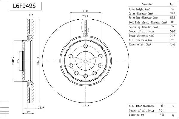 Aisin L6F949S - Kočioni disk www.molydon.hr