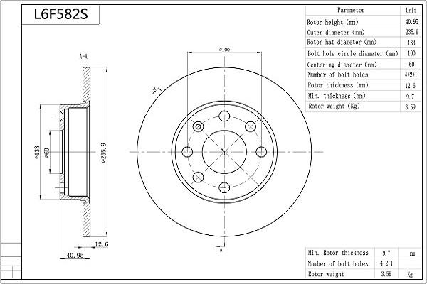 Aisin L6F582S - Kočioni disk www.molydon.hr