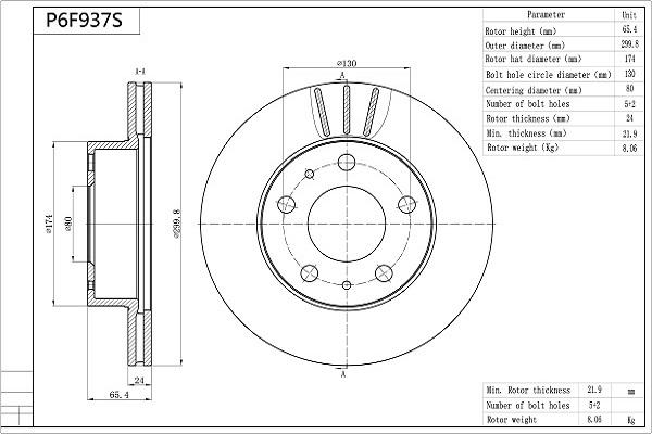 Aisin P6F937S - Kočioni disk www.molydon.hr