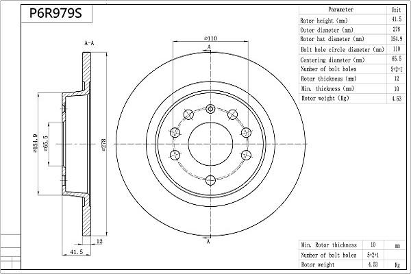 Aisin P6R979S - Kočioni disk www.molydon.hr