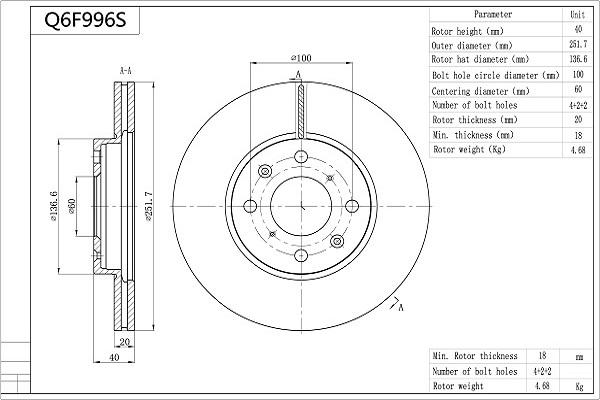 Aisin Q6F996S - Kočioni disk www.molydon.hr