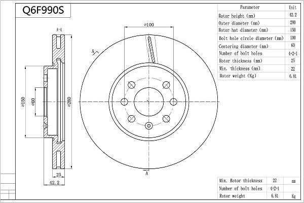 Aisin Q6F990S - Kočioni disk www.molydon.hr