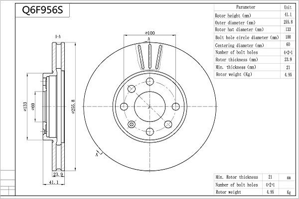 Aisin Q6F956S - Kočioni disk www.molydon.hr