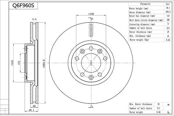 Aisin Q6F960S - Kočioni disk www.molydon.hr