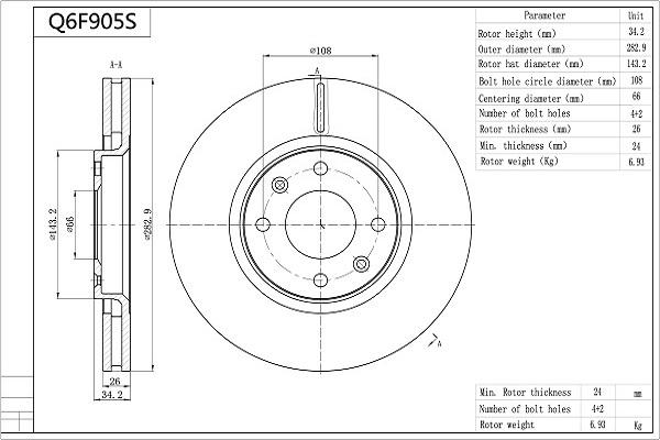 Aisin Q6F905S - Kočioni disk www.molydon.hr