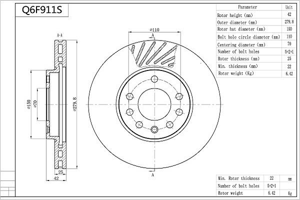 Aisin Q6F911S - Kočioni disk www.molydon.hr