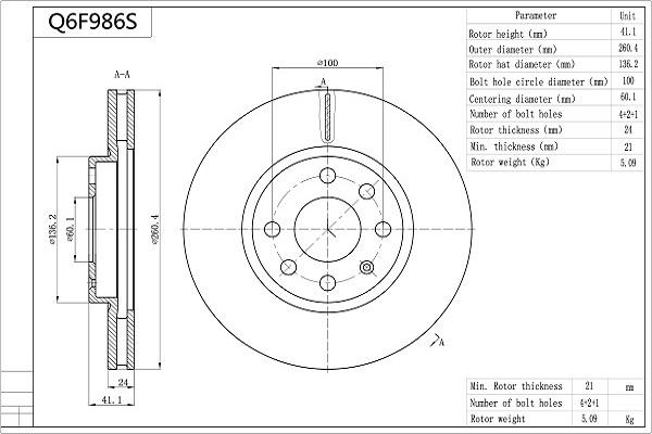 Aisin Q6F986S - Kočioni disk www.molydon.hr