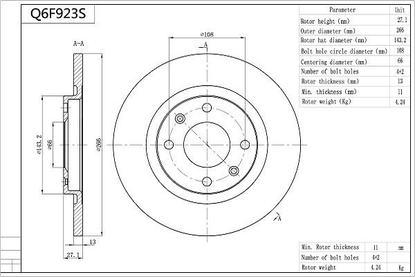 Aisin Q6F923S - Kočioni disk www.molydon.hr