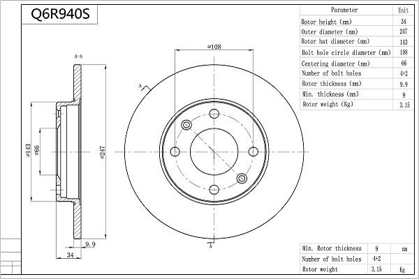 Aisin Q6R940S - Kočioni disk www.molydon.hr