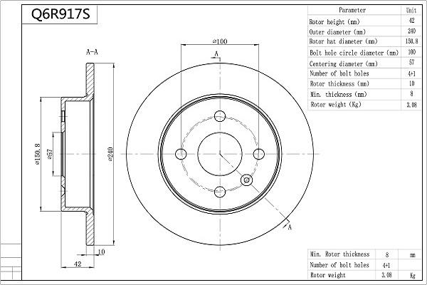 AISIN Q6R917S - Kočioni disk www.molydon.hr