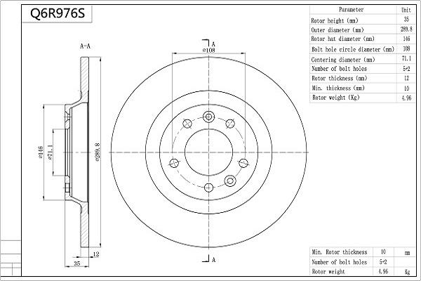 Aisin Q6R976S - Kočioni disk www.molydon.hr