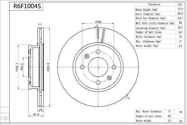 Aisin R6F1004S - Kočioni disk www.molydon.hr