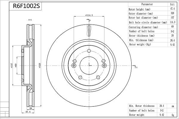 Aisin R6F1002S - Kočioni disk www.molydon.hr