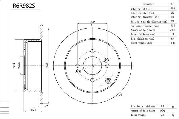 Aisin R6R982S - Kočioni disk www.molydon.hr