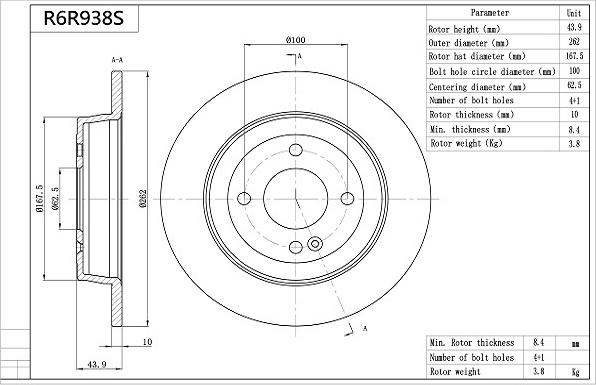 Aisin R6R938S - Kočioni disk www.molydon.hr