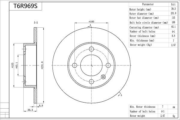 Aisin T6R969S - Kočioni disk www.molydon.hr