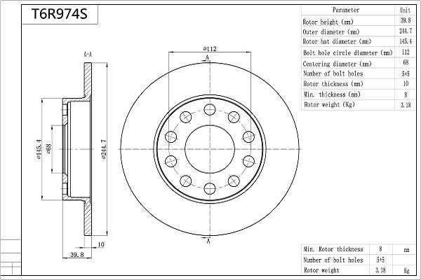 Aisin T6R974S - Kočioni disk www.molydon.hr