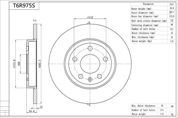 Aisin T6R975S - Kočioni disk www.molydon.hr