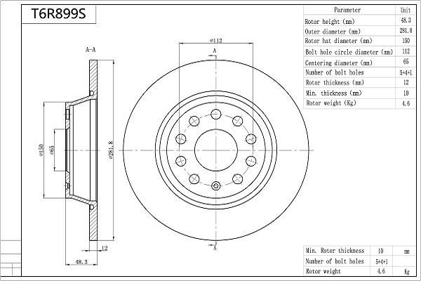 Aisin T6R899S - Kočioni disk www.molydon.hr