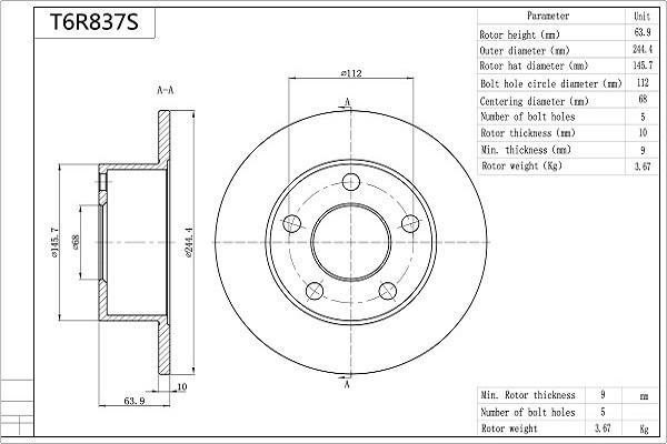 Aisin T6R837S - Kočioni disk www.molydon.hr