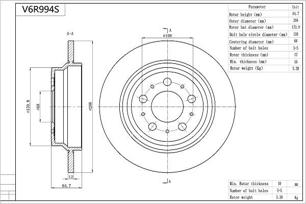 Aisin V6R994S - Kočioni disk www.molydon.hr