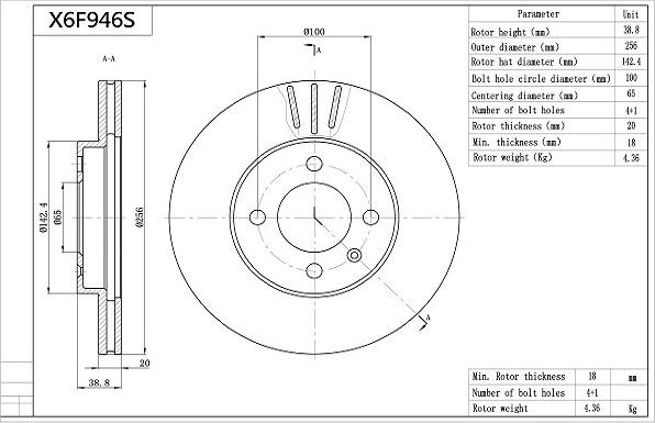 Aisin X6F946S - Kočioni disk www.molydon.hr