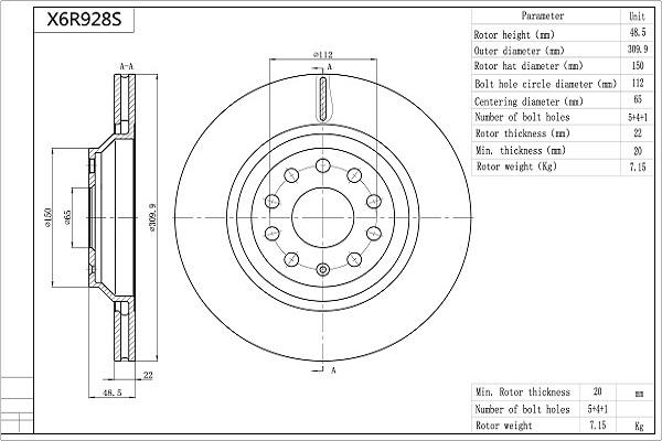 AISIN X6R928S - Kočioni disk www.molydon.hr