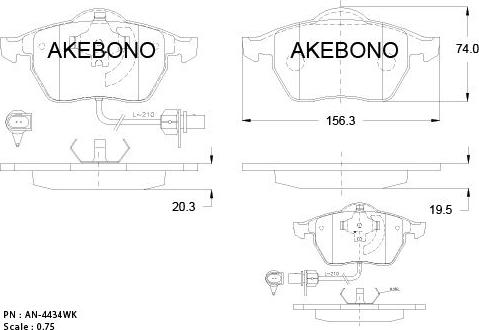 Akebono AN-4434WKE - Komplet Pločica, disk-kočnica www.molydon.hr