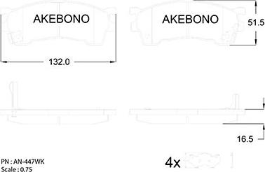 Akebono AN-447WK - Komplet Pločica, disk-kočnica www.molydon.hr