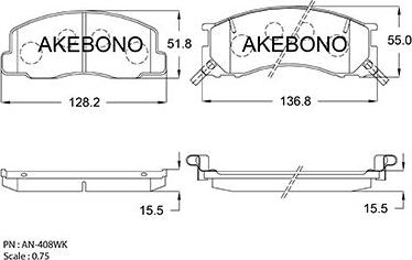 Akebono AN-408WKE - Komplet Pločica, disk-kočnica www.molydon.hr