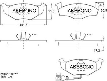 Akebono AN-4361WKE - Komplet Pločica, disk-kočnica www.molydon.hr