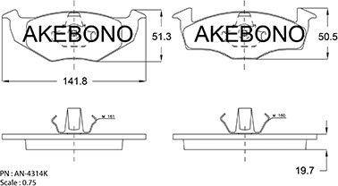 Akebono AN-4314K - Komplet Pločica, disk-kočnica www.molydon.hr