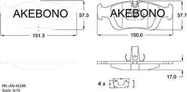 Akebono AN-4339KE - Komplet Pločica, disk-kočnica www.molydon.hr