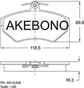 Akebono AN-4335KE - Komplet Pločica, disk-kočnica www.molydon.hr