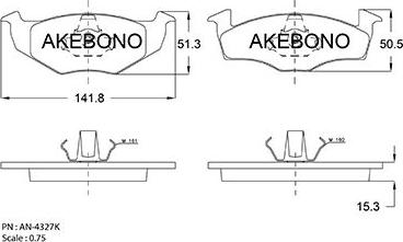 Akebono AN-4327K - Komplet Pločica, disk-kočnica www.molydon.hr