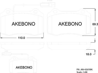 Akebono AN-4261WKE - Komplet Pločica, disk-kočnica www.molydon.hr