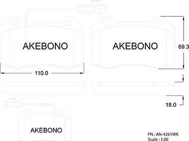 Akebono AN-4261WK - Komplet Pločica, disk-kočnica www.molydon.hr